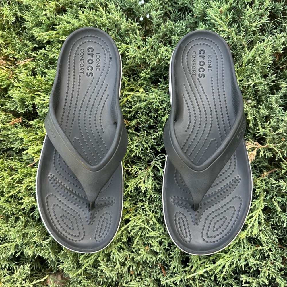 Crocs Crocband Platform Flip Flop Sandals Size Women's 10 Men's 8 Black Shoes